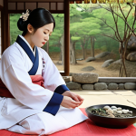 **Prompt 1: The Essence of Traditional Korean Medicine**
    "A wise, compassionate Hanui doctor in traditional Korean Hanbok gently performing a pulse diagnosis on a patient in a serene, nature-inspired setting. Surrounding them are beautifully arranged traditional Korean herbal medicines and ancient medical texts. The image should convey a profound sense of balance, harmony (Yin and Yang), and holistic healing, emphasizing the deep wisdom of Hanbang connecting mind, body, and spirit. Soft, warm lighting creates a calming and authentic atmosphere, reminiscent of a peaceful Korean traditional house (Hanok) or garden."