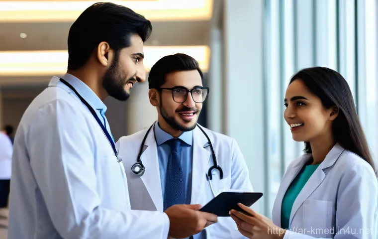 한의사와 동종업계 네트워킹 - **Prompt:** A diverse group of professional doctors, both male and female, from various ethnic backg...