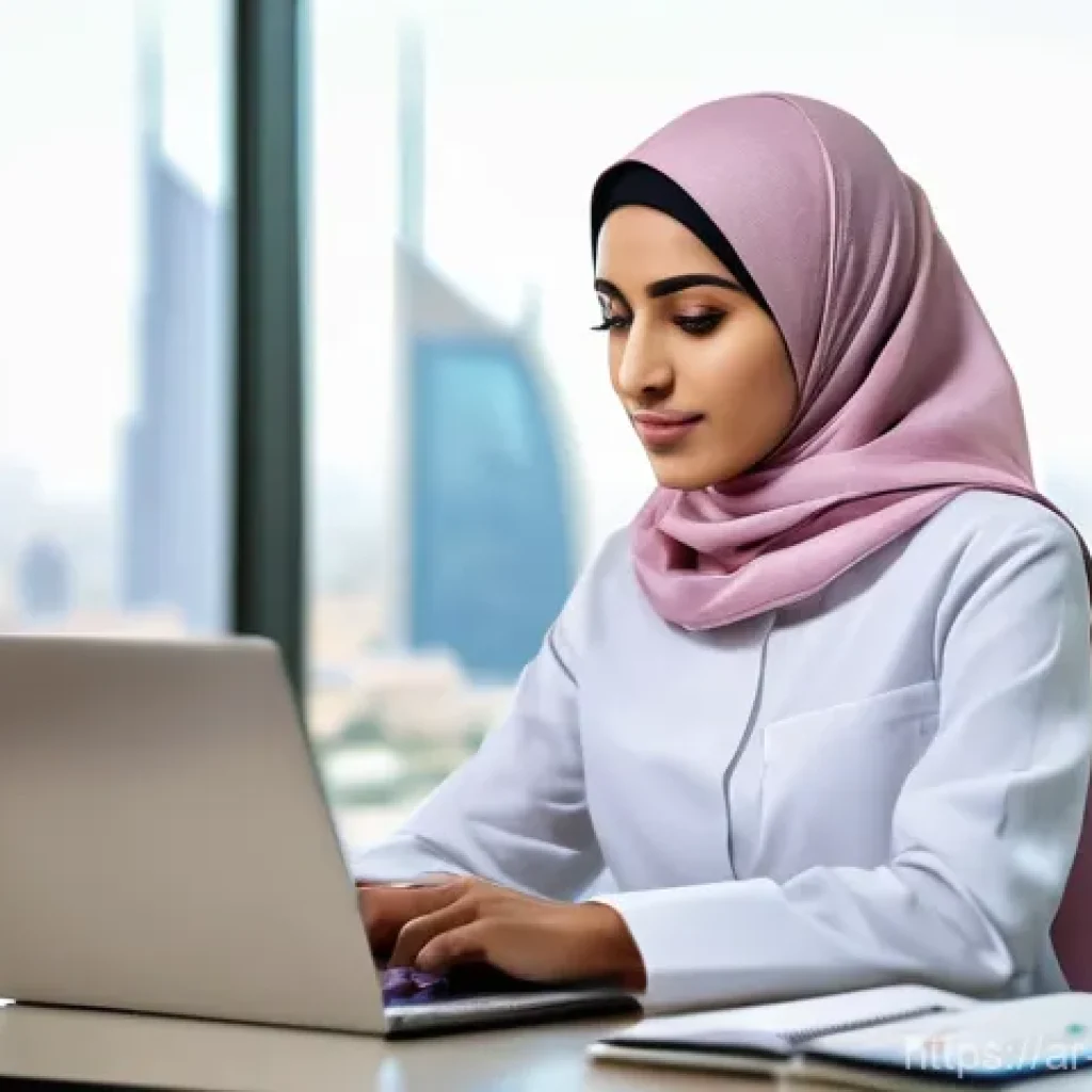 한의사 연봉 협상 전략 - **Prompt:** A confident and determined female Saudi doctor, wearing a modern modest hijab and profes...