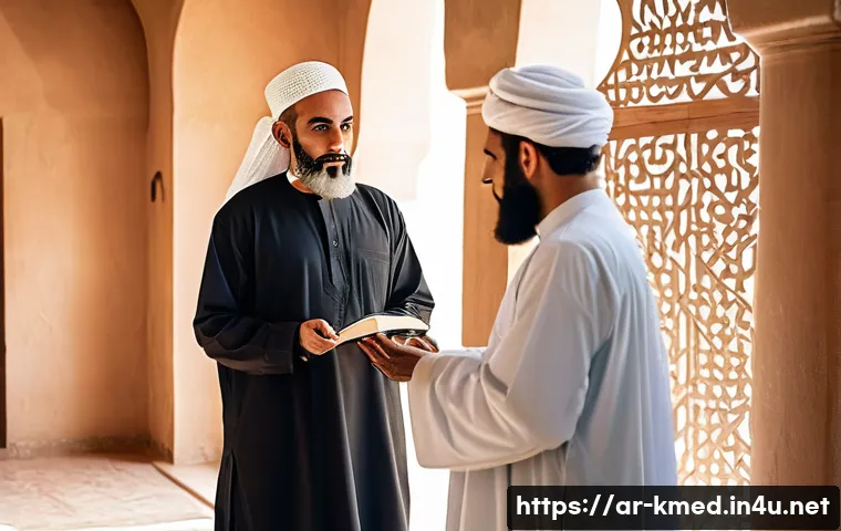 한의사와 환자 상담 사례 - A portrait of a wise and compassionate traditional Arabic healer, an elderly man with a neatly trimm...
