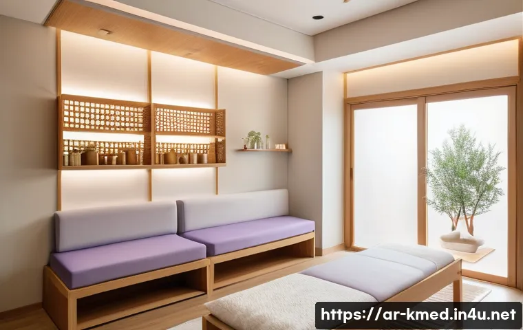 한의사와 한방 병원 운영 - A warm and inviting traditional Korean medical clinic interior designed for Arabic patients, featuri...